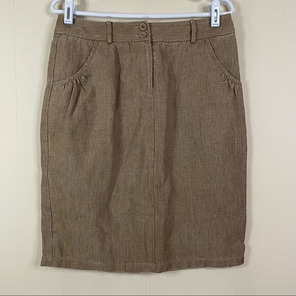 Vintage Alain Monoukian Linen Knee Length Skirt - Picture 1 of 6